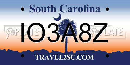 IO3A8Z South Carolina License Plate