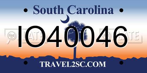 IO40046 South Carolina License Plate