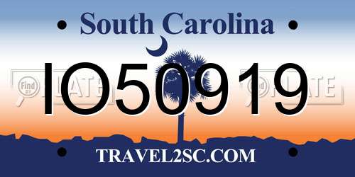 IO50919 South Carolina License Plate