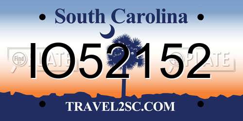 IO52152 South Carolina License Plate