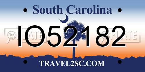IO52182 South Carolina License Plate