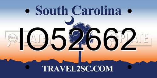 IO52662 South Carolina License Plate