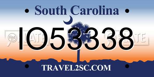 IO53338 South Carolina License Plate