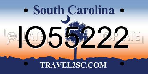 IO55222 South Carolina License Plate