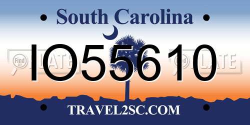 IO55610 South Carolina License Plate