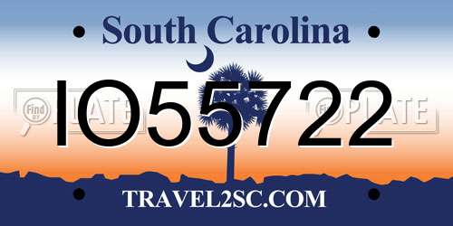 IO55722 South Carolina License Plate