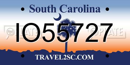 IO55727 South Carolina License Plate