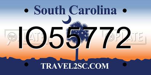 IO55772 South Carolina License Plate