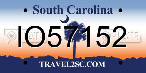 IO57152 South Carolina License Plate