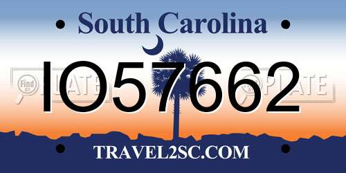 IO57662 South Carolina License Plate