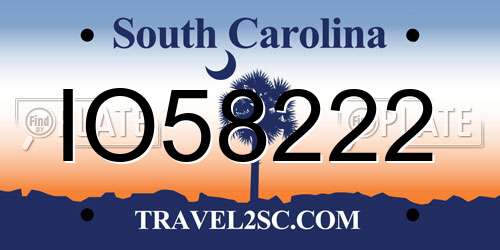 IO58222 South Carolina License Plate