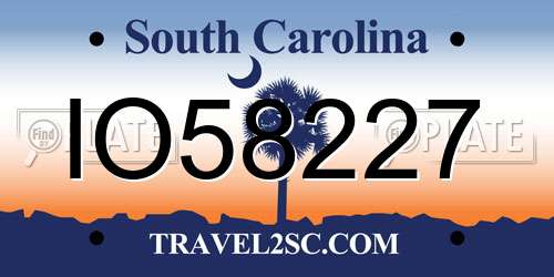 IO58227 South Carolina License Plate