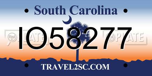IO58277 South Carolina License Plate