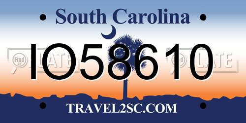IO58610 South Carolina License Plate