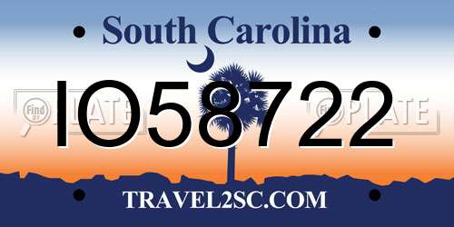 IO58722 South Carolina License Plate