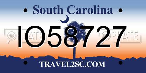 IO58727 South Carolina License Plate
