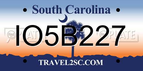 IO5B227 South Carolina License Plate
