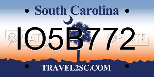 IO5B772 South Carolina License Plate