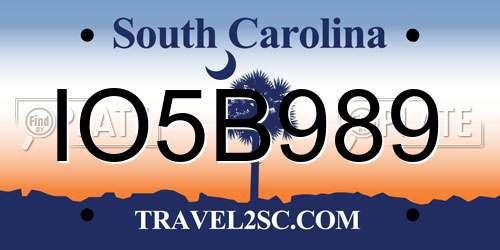 IO5B989 South Carolina License Plate