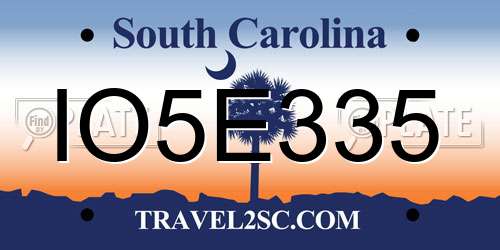 IO5E335 South Carolina License Plate