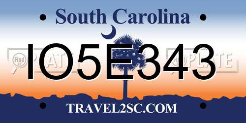 IO5E343 South Carolina License Plate