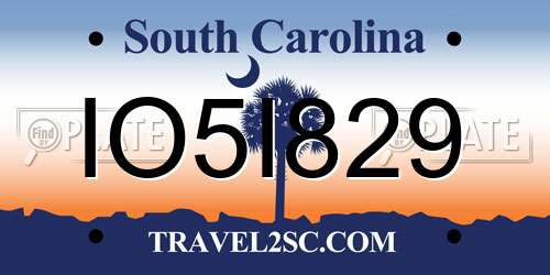 IO5I829 South Carolina License Plate