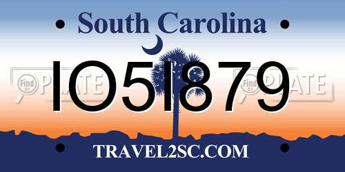 IO5I879 South Carolina License Plate