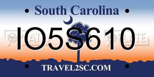 IO5S610 South Carolina License Plate