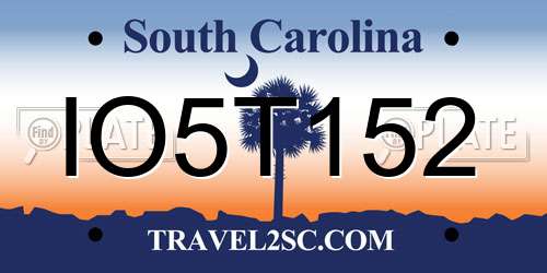 IO5T152 South Carolina License Plate
