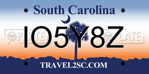 IO5Y8Z South Carolina License Plate