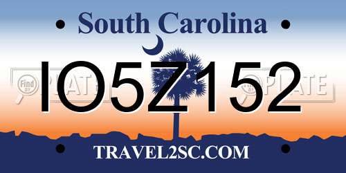 IO5Z152 South Carolina License Plate