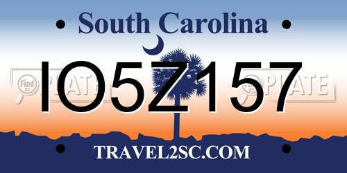 IO5Z157 South Carolina License Plate