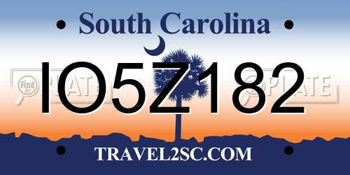 IO5Z182 South Carolina License Plate