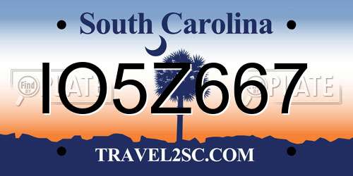 IO5Z667 South Carolina License Plate