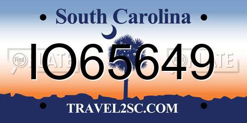 IO65649 South Carolina License Plate