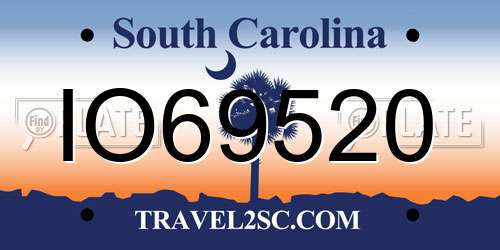 IO69520 South Carolina License Plate