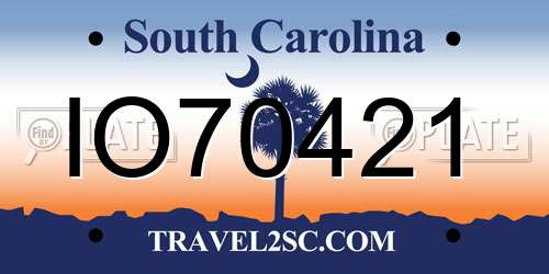 IO70421 South Carolina License Plate