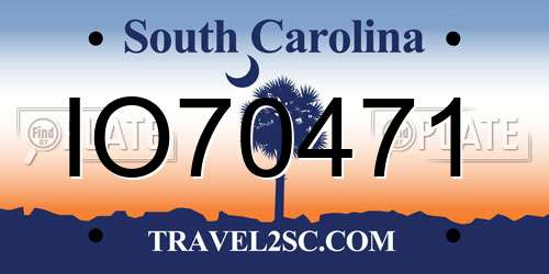 IO70471 South Carolina License Plate