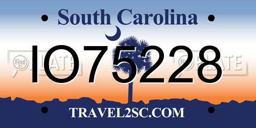 IO75228 South Carolina License Plate