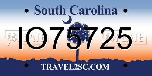 IO75725 South Carolina License Plate