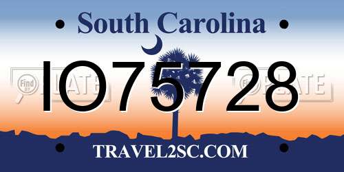 IO75728 South Carolina License Plate