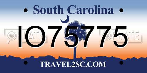 IO75775 South Carolina License Plate