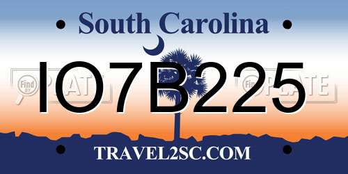 IO7B225 South Carolina License Plate