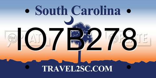 IO7B278 South Carolina License Plate
