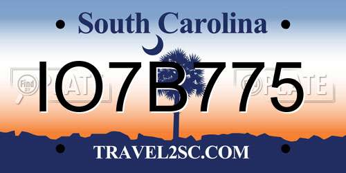 IO7B775 South Carolina License Plate