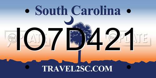 IO7D421 South Carolina License Plate