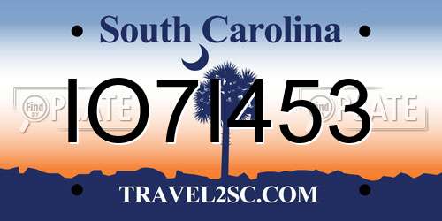 IO7I453 South Carolina License Plate