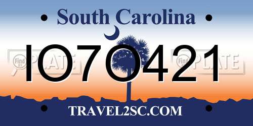 IO7O421 South Carolina License Plate