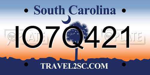 IO7Q421 South Carolina License Plate