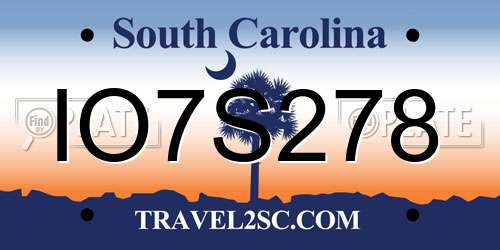 IO7S278 South Carolina License Plate